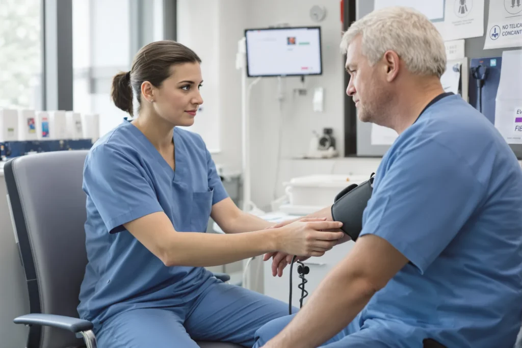 Nurse checking a patient at Specialist Doctors Group