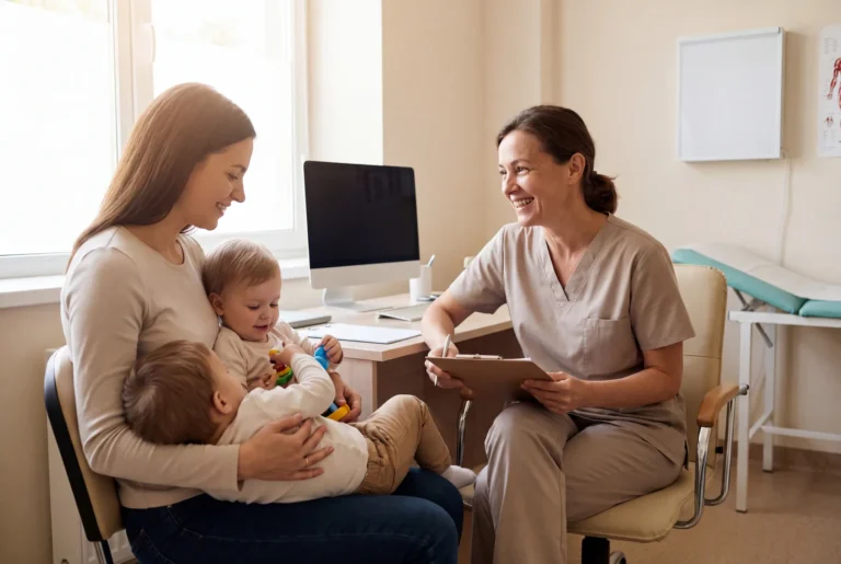 Parent and child at a pediatric appointment