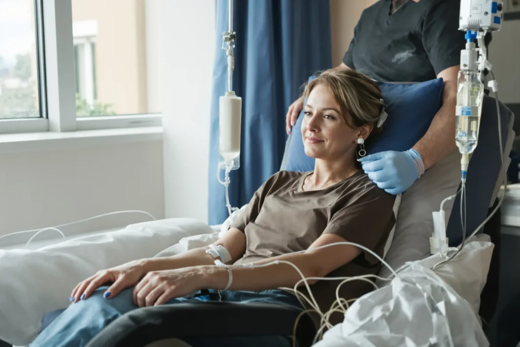 Patient receiving IV infusion therapy at Specialist Doctors Group in Plant City, FL